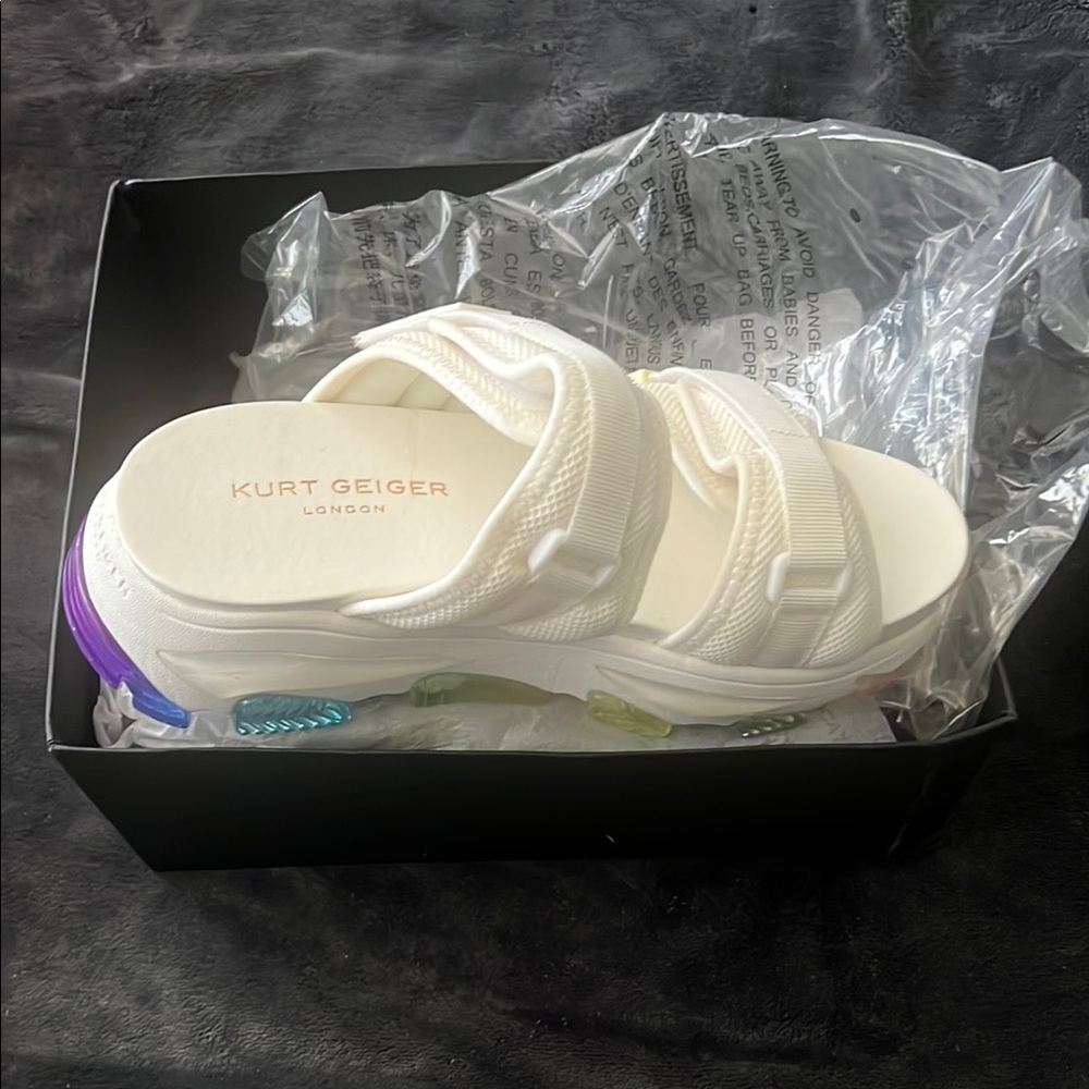 Kurt Geiger Cream Sandals with Colorful Sole